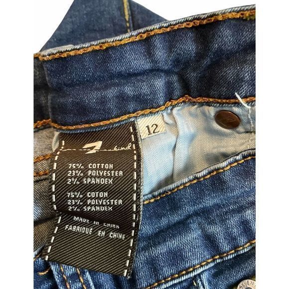 7 for all Mankind Blue Distressed Jean Shorts Size 12 5” Inseam - Picture 5 of 5